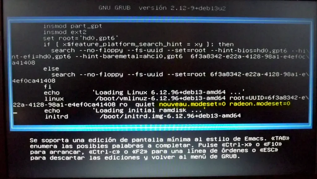 grub-nomodeset GRUB modificado